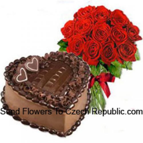 1 Kg Pastel de Chocolate con 11 Rosas Rojas