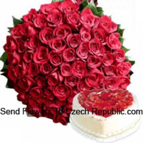 101 Red Roses with Yummy Vanilla Cake