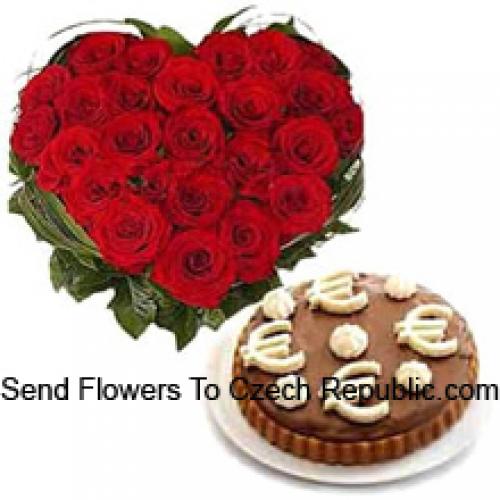 41 Red Roses with Tasty 1/2 Kg Mousse Cake