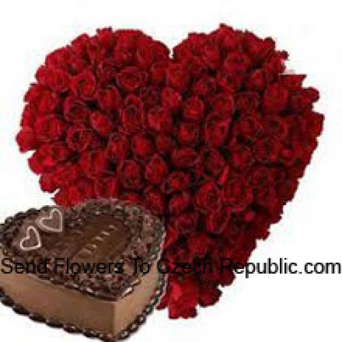 101 Red Roses with 1 Kg Chocolate Cake