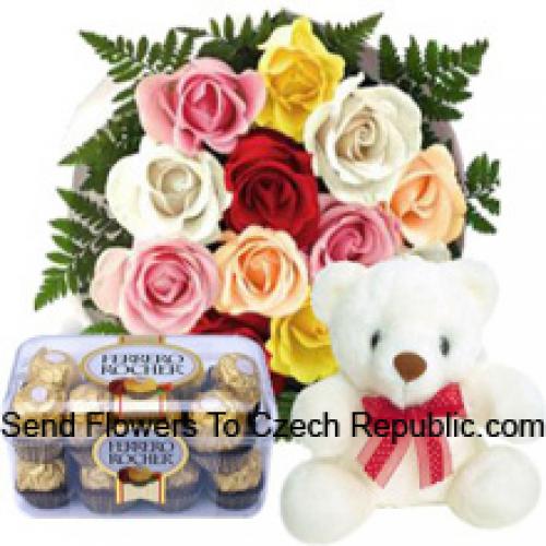 11 Red Roses with Cute Teddy and Chocolates