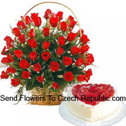 51 Red Roses with Yummy Vanilla Cake