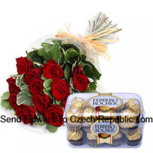 16 Pcs Ferrero Rochers con 11 preciosas rosas rojas