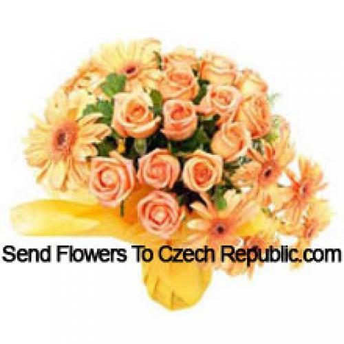 11 Orange Roses and Exotic Gerberas