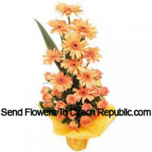 Orange Roses and Gerberas Big Basket