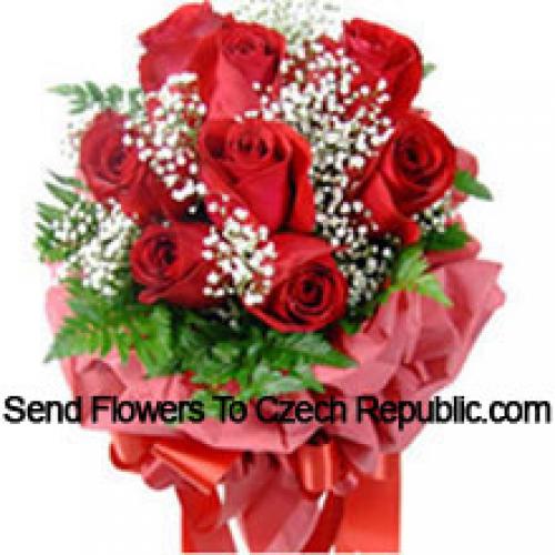 9 Wrapped Red Roses