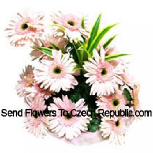 15 Pink Gerberas Basket