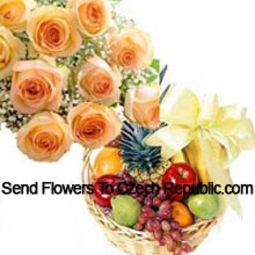 11 Orange Roses with 3 Kg Fruits