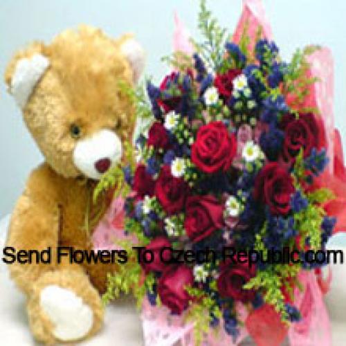 11 Red Roses with Sweet Teddy