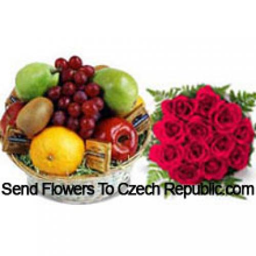 11 Red Roses with 5 Kg Fresh Fruits