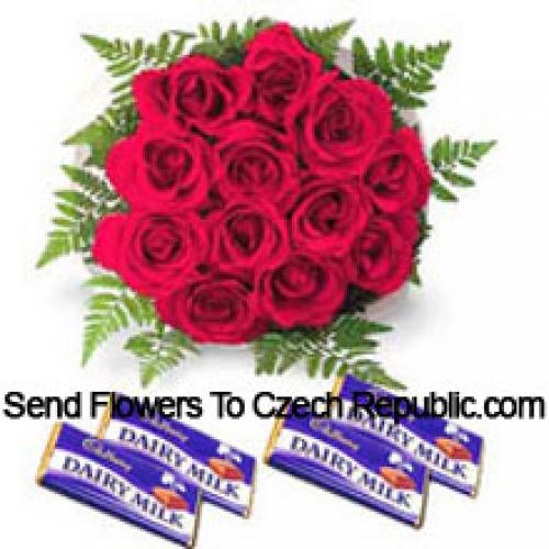 11 Red Roses with Tasty Assorted Chocolates