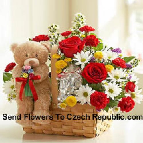 Adorable Assorted Flowers with Cute Teddy