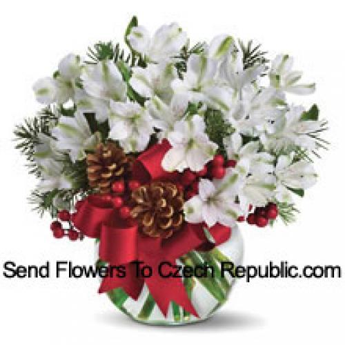 Cute White Alstroemeria in Vase